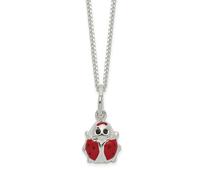 925 Argento Sterling Bambini Smaltato Coccinella Collana 14 " Catena Ciondolo