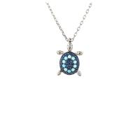 925 Argento Sterling Blu Mare Tartaruga Animale Turchese Gemma Ciondolo Collana