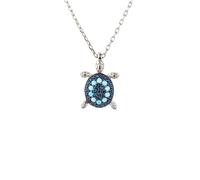 925 Argento Sterling Blu Mare Tartaruga Animale Turchese Gemma Ciondolo Collana
