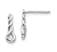 925 Argento Sterling Contorto 0.007 Ct. Diamante Post Intreccio Orecchini Bianco