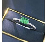 925 argento sterling da 4 * 6 mm smeraldo anelli per donne che scintillano il regalo di fidanzamento del matrimonio