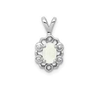 925 Argento Sterling Diamante & Sintetico Opale Ottobre Pietra Zodiacale