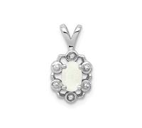 925 Argento Sterling Diamante & Sintetico Opale Ottobre Pietra Zodiacale