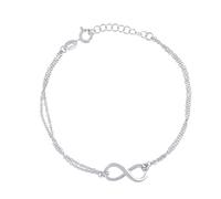 925 Argento Sterling Donna Cavo Doppio Filo Infinito Amore Ciondolo Bracciale