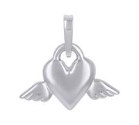 925 Argento Sterling Donna con le Ali Cuore Serratura W/Angelo Ciondolo Bombato