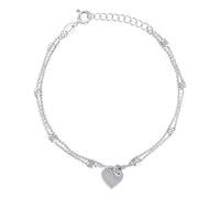 925 Argento Sterling Donna D/C Perline Doppio Filo Bracciale con Ciondolo Cuore