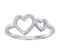 925 Argento Sterling Donna Lucidato Love Doppio Anello Cuore Aperto Taglie 5 A 8