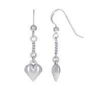 925 Argento Sterling Donna Pastore Gancio Intreccio 3D Cuore Pendente Orecchini