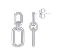 925 Argento Sterling Donna Texture Rettangolo Catena Pendente Orecchini a Lobo