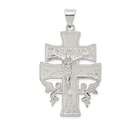 .925 Argento Sterling Finitura Lucida Grande Croce Crucifisso Caravaca INRI