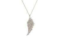 925 Argento Sterling Grande Ali D'Angelo Collana Pendente Bianco Zirconi Regalo