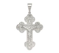 .925 Argento Sterling Lucido Diamante Taglio INRI Croce Pendente