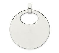 .925 Argento Sterling Lucido E Piatto Pendente Circolare Semplice