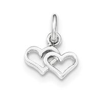 .925 Argento Sterling Lucido Intagliato Charma A Due Cuori Semplice