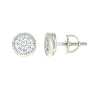 925 Argento Sterling Moissanite 7.5mm Milligrana Bordi Cerchio Orecchini a Lobo