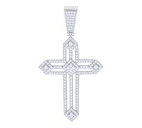 925 Argento Sterling Moissanite a Punta Croce Ciondolo Uomo Ciondolo 1.51 KT