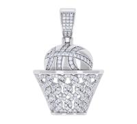925 Argento Sterling Moissanite Basket & Cerchio Ciondolo Uomo Ciondolo 1.01 KT