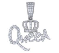 925 Argento Sterling Moissanite Donna 'Regina' W/Corona Reale Ciondolo 1.40 KT