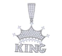 925 Argento Sterling Moissanite 'King' W/Corona Ciondolo Uomo Ciondolo 1.03 KT