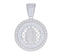 925 Argento Sterling Moissanite Maglia Cubana Medaglione Mamma Maria Ciondolo