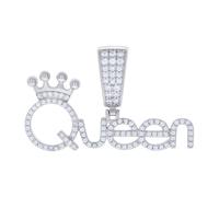 925 Argento Sterling Moissanite 'Regina' W/Corona Ciondolo Donna 0.71 KT