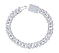 925 Argento Sterling Moissanite Unisex 10mm A 12mm Miami Cubana Link 8 "