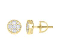 925 Argento Sterling Moissanite Unisex 7.5mm Grappolo Cerchio Orecchini a Lobo