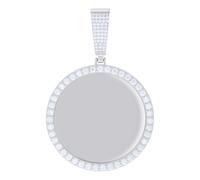 925 Argento Sterling Moissanite Uomo Ciondolo Cerchio Memoria Telaio 3.04 KT