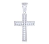 925 Argento Sterling Moissanite Uomo Latino Croce Ciondolo a Strati 1.85 KT