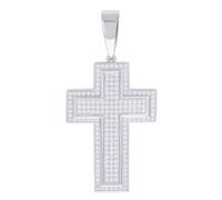 925 Argento Sterling Moissanite Uomo Latino Croce Ciondolo Religioso 1 KT