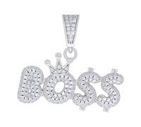 925 Argento Sterling Moissanite Uomo Testurizzati Boss Ciondolo Corona 1.83 KT