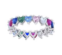 925 Argento Sterling Multicolore Zirconia Cuore Eternity Fede Nuziale Misure 6 A