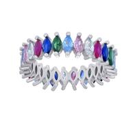 925 Argento Sterling Multicolore Zirconia Donna Eternity Fede Nuziale Misure 6 A