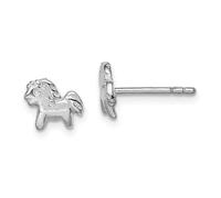 925 Argento Sterling Placcato IN Rodio per Bambini Lucidato Pony Post Orecchini