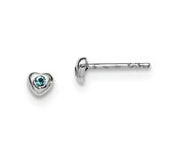 925 Argento Sterling Preciosca Cristallo Marzo Pietra Cuore Bambini Borchie Madi