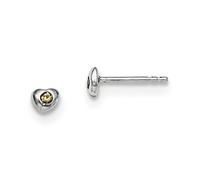925 Argento Sterling Preciosca Cristallo Novembre Pietra Cuore Child's Borchie