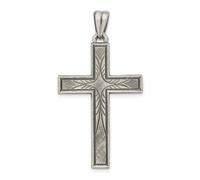 925 Argento Sterling Retro Piatto Spazzolato Antichizzato Finitura Latino Croce