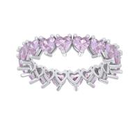 925 Argento Sterling Rosa Zirconi Cuore Donna Eternity Fede Nuziale Misure 6 A