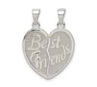 .925 Argento Sterling Solido Due Pezzi Cuore Pendant Diviso Migliori Amici