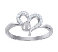 925 Argento Sterling Taglio Rotondo Zirconi Donna Aperto Doppio Cuore Ring 6 A 9