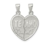 925 Argento Sterling Testurizzati i Love You Te Amo Rottura Apart Cuore Ciondolo