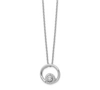 925 Argento Sterling Topazio Blu & 0.05 Ct. Diamante Cerchio 18 " Collana