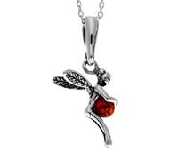 925 Argento Sterling & Vera Ambra Baltica Classico Fairy Fiabe Ciondolo - 553