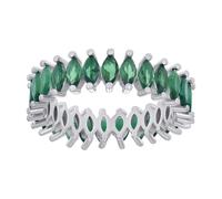 925 Argento Sterling Verde Taglio Marquise Cz Donna Eternity Fede Nuziale 6 - 9