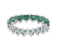 925 Argento Sterling Verde Zirconi Cuore Donna Eternity Fede Nuziale Misure 6 A