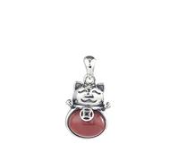 925 Cat Women's Necklace Accessories White Chalcedony Cat White Jade Pendant DIY Pendant Red Agate