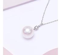 925 Collana di Gioielli in Argento Round Pearl Zircon Gemstone Ciondoli Le Donne Accessori per l'impegno del Matrimonio