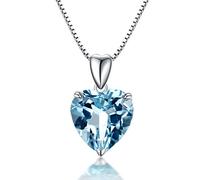925 Collana Gioielli con Dono Matrimonio Lusso Zaffiro a Forma di Cuore del Mare