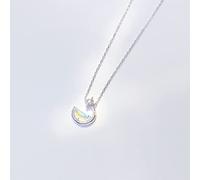 925 Collana lunare Brillante Donne Crystal Meniscus Full Moon Choker Water in The Moon Ciondolo