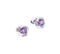 925 Earrings for Women,Zircooxide Earrings 925 Flower Cut Stud Earrings European Wild Ear Ornaments for Girls As a Gift/Purple Diamond